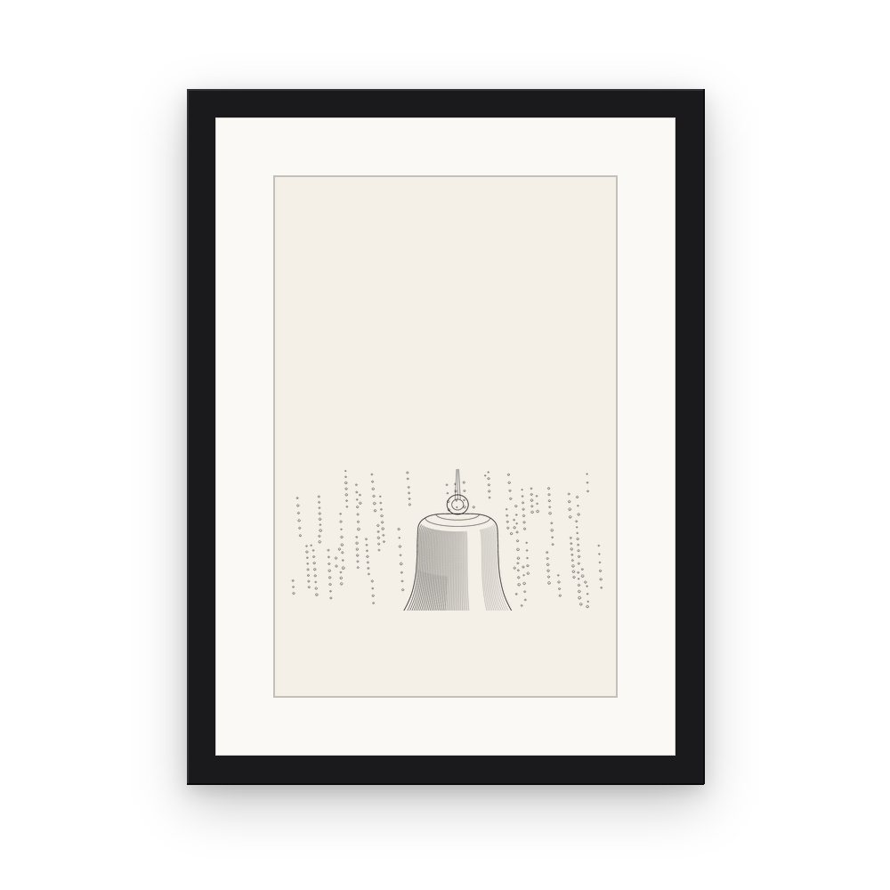 The Bell in the Rain, framed, Black