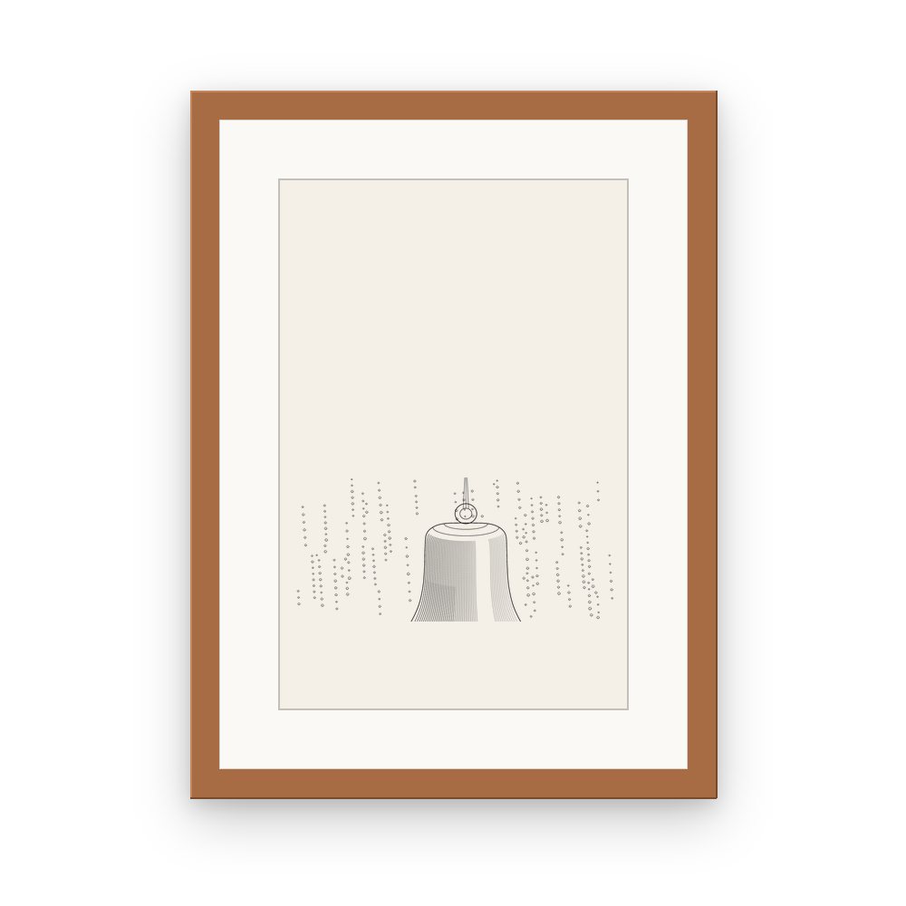 The Bell in the Rain, framed, Red Oak