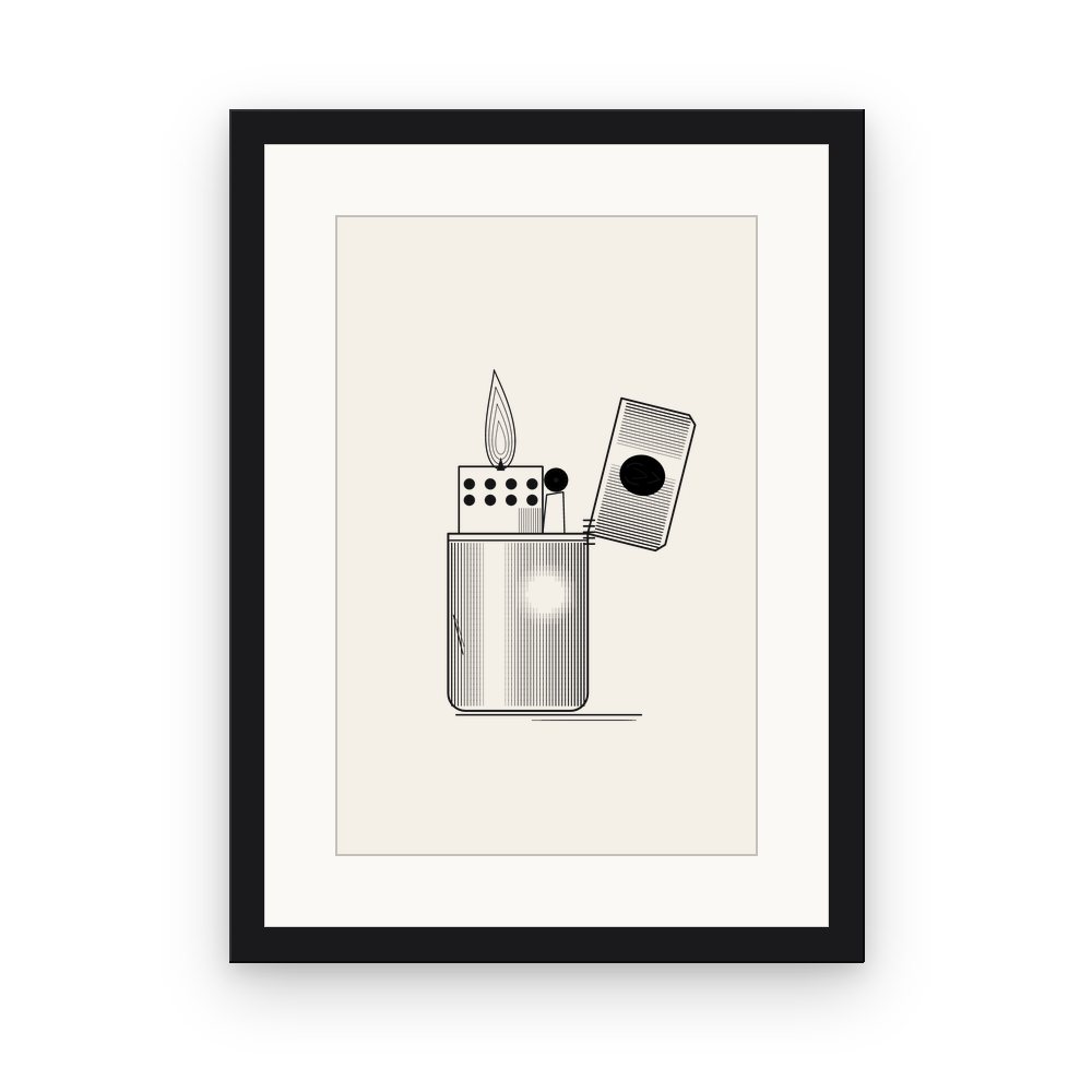 The Twill Lighter, framed, Black
