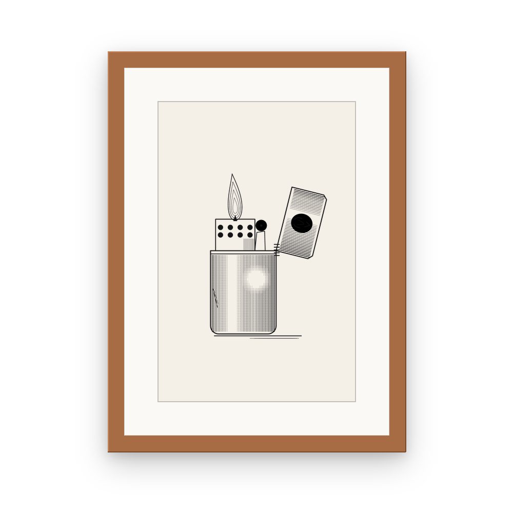 The Twill Lighter, framed, Red Oak