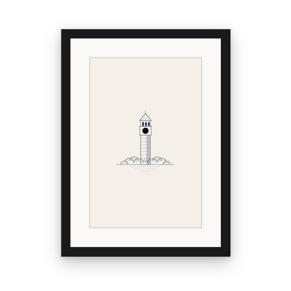 The Brennard Clock Tower, framed, Black