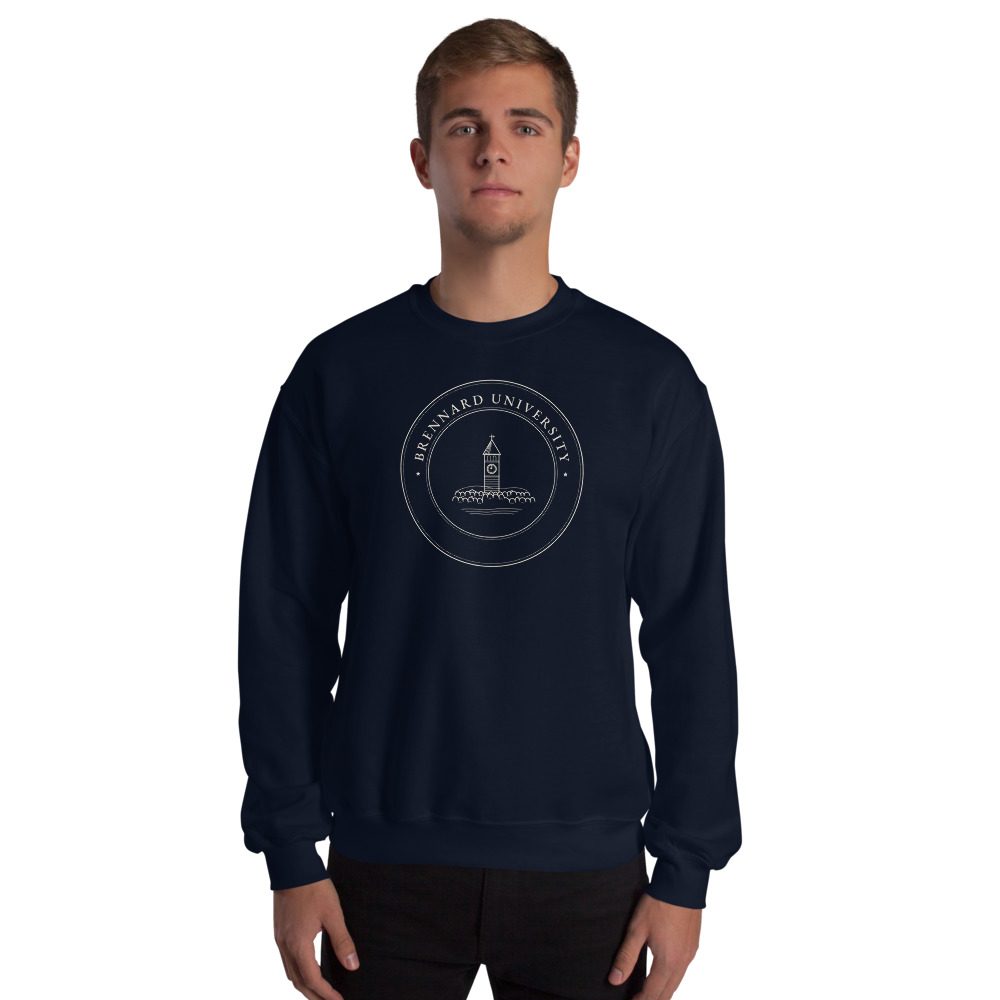 The Brennard crewneck, Navy, as worn