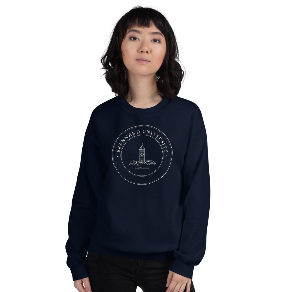 The Brennard crewneck, Navy, as worn