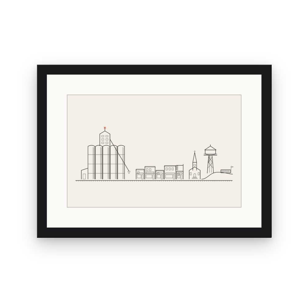 The Callowfield Skyline, framed, Black