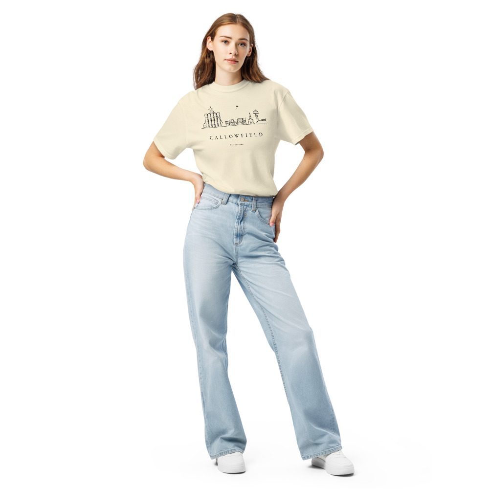 The Callowfield tee, Ivory, as worn