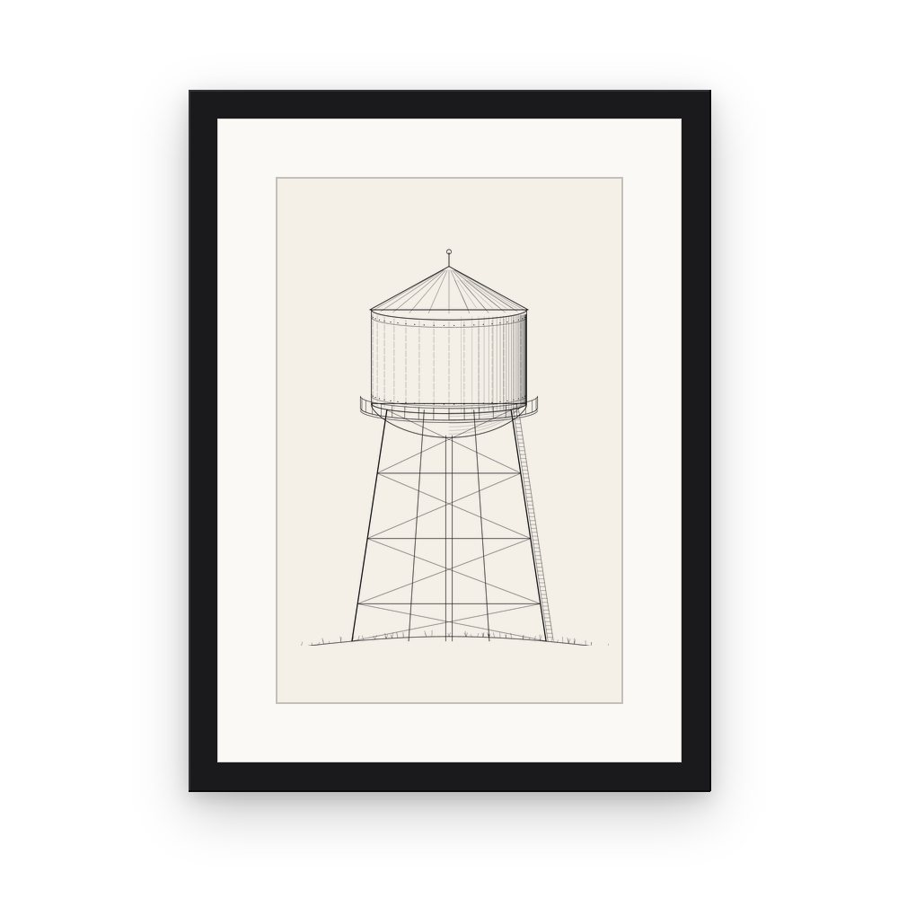 The Callowfield Tower, framed, Black