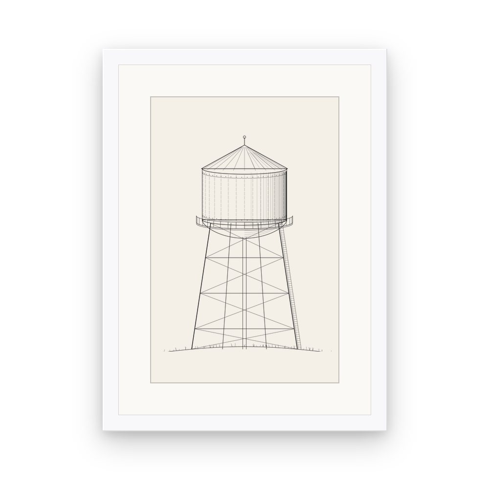 The Callowfield Tower, framed, White