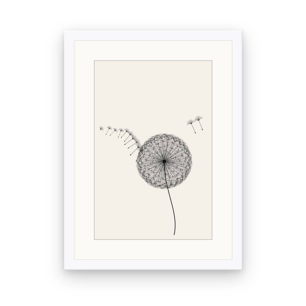 The Dandelion Home, framed, White
