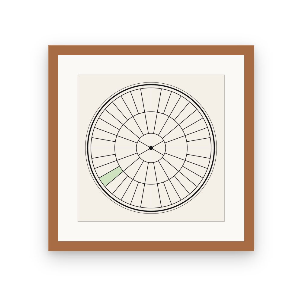 The Sixty Panes, framed, Red Oak