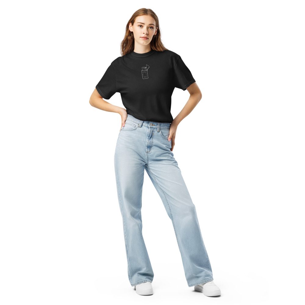 The Twill lighter tee, Black, as worn